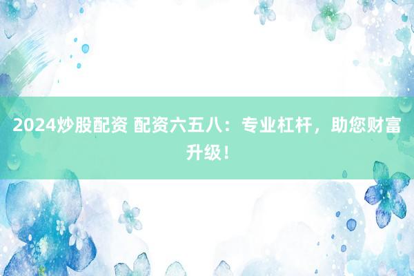 2024炒股配资 配资六五八：专业杠杆，助您财富升级！