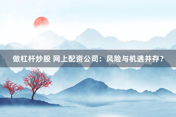 做杠杆炒股 网上配资公司：风险与机遇并存？
