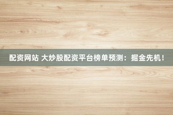 配资网站 大炒股配资平台榜单预测：掘金先机！