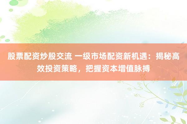 股票配资炒股交流 一级市场配资新机遇：揭秘高效投资策略，把握资本增值脉搏
