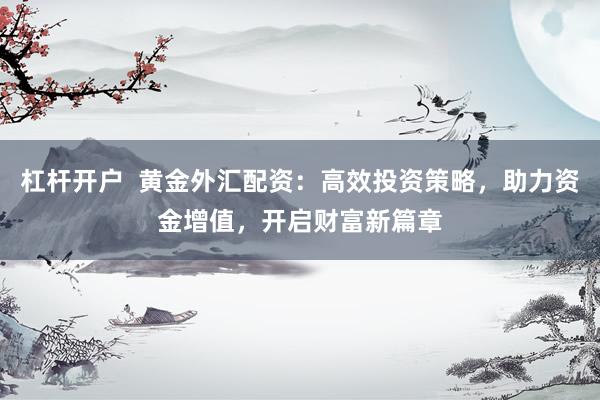 杠杆开户  黄金外汇配资：高效投资策略，助力资金增值，开启财富新篇章