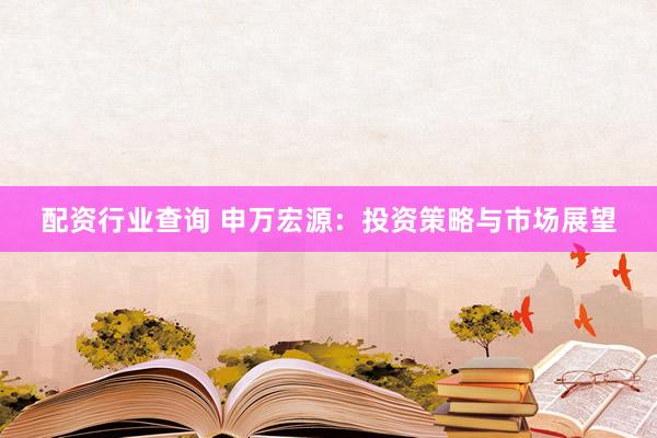 配资行业查询 申万宏源：投资策略与市场展望