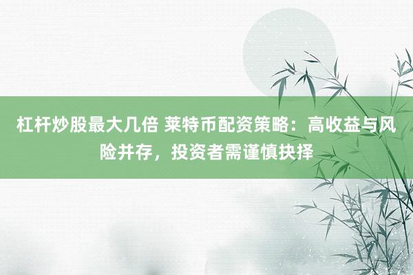 杠杆炒股最大几倍 莱特币配资策略：高收益与风险并存，投资者需谨慎抉择