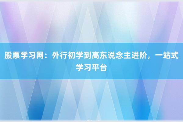 股票学习网：外行初学到高东说念主进阶，一站式学习平台