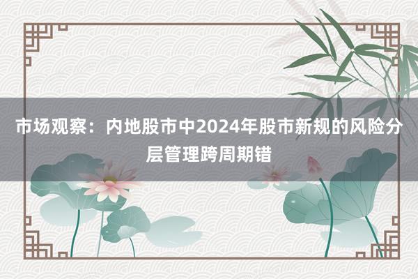 市场观察:内地股市中2024年股市新规的风险分层管理跨周期错
